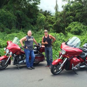riding with friends on Hana road
