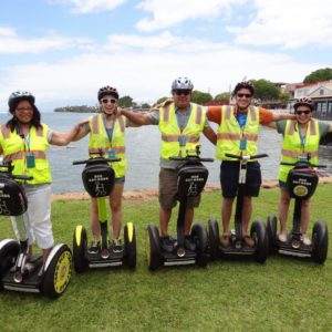 Segway group photo locking arms Lahaina Maui
