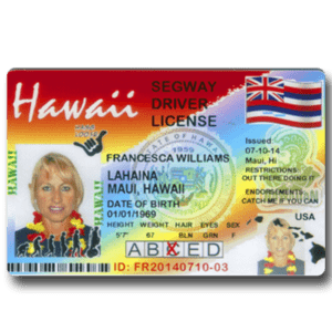 Segway Driver’s License – souvenir from Lahaina, Maui, Hawaii Red
