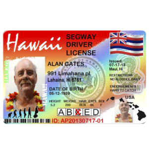 Segway Driver’s License – souvenir from Lahaina, Maui, Hawaii Red